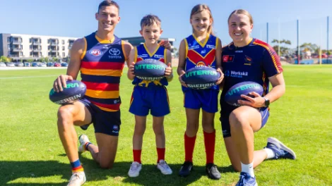 AFL player Isaac Cumming and AFLW player Chelsea Biddell, with Booleroo-Melrose-Wilmington Football Club's young players Ted Koch and Airlie Waters AFL player Isaac Cumming and AFLW player Chelsea Bidell, with Booleroo-Melrose-Wilmington Football Club's young players Ted Koch and Airlie Waters.jpg