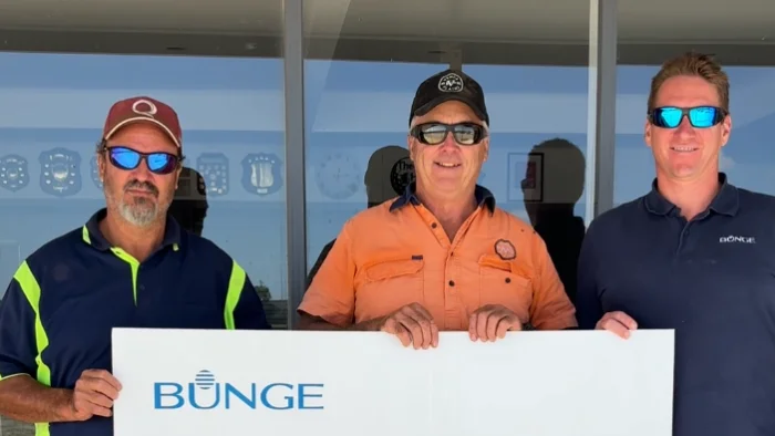 (L-R) Nathan Little, Sports Centre President, Craig Kelsh, local grower and Shaun Gudzenovs, Bunge employee.PNG
