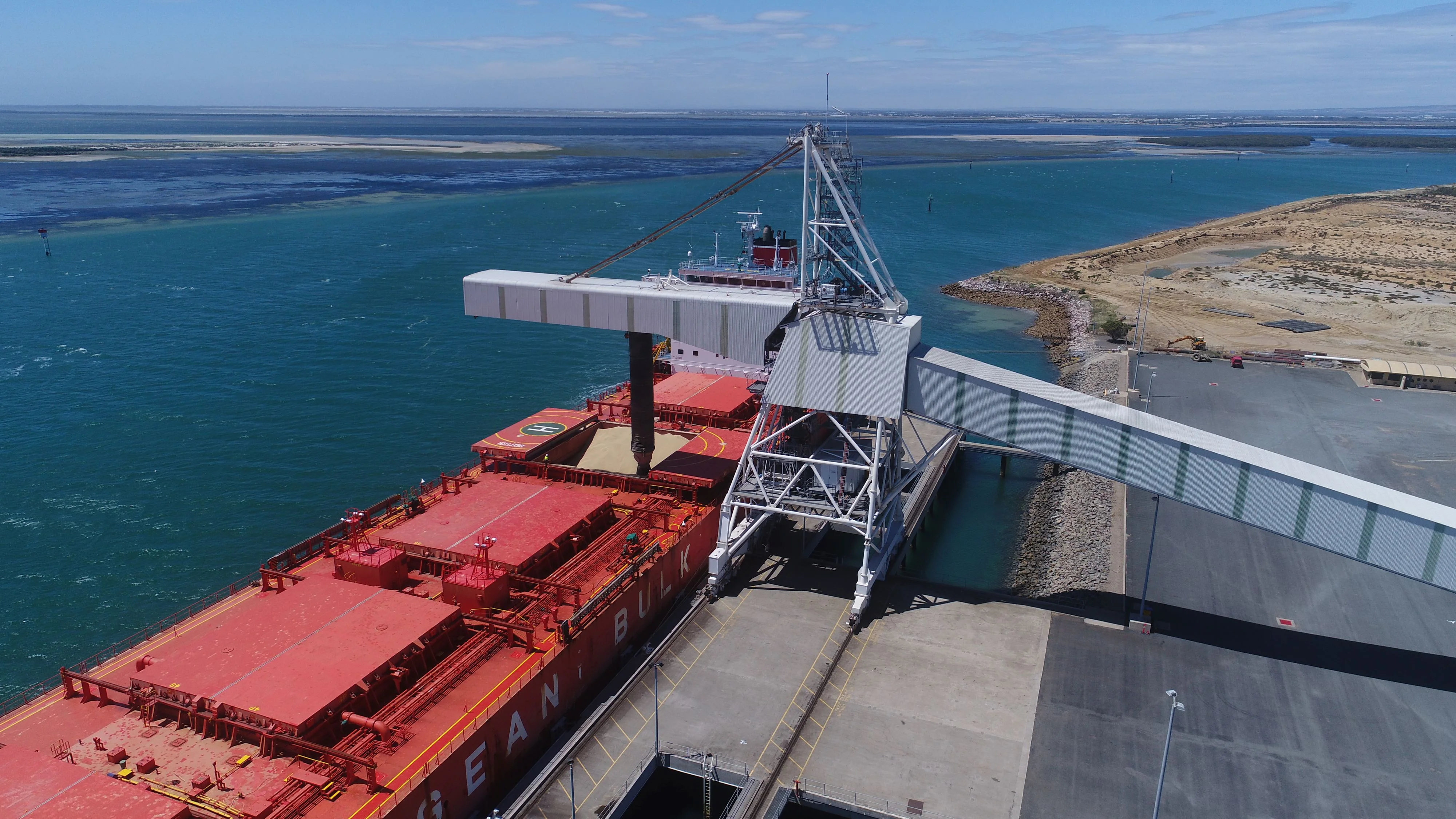 The first export shipment of new season grain crop bound for international markets loading at our Outer Harbor port terminal 212102 first load.jpg