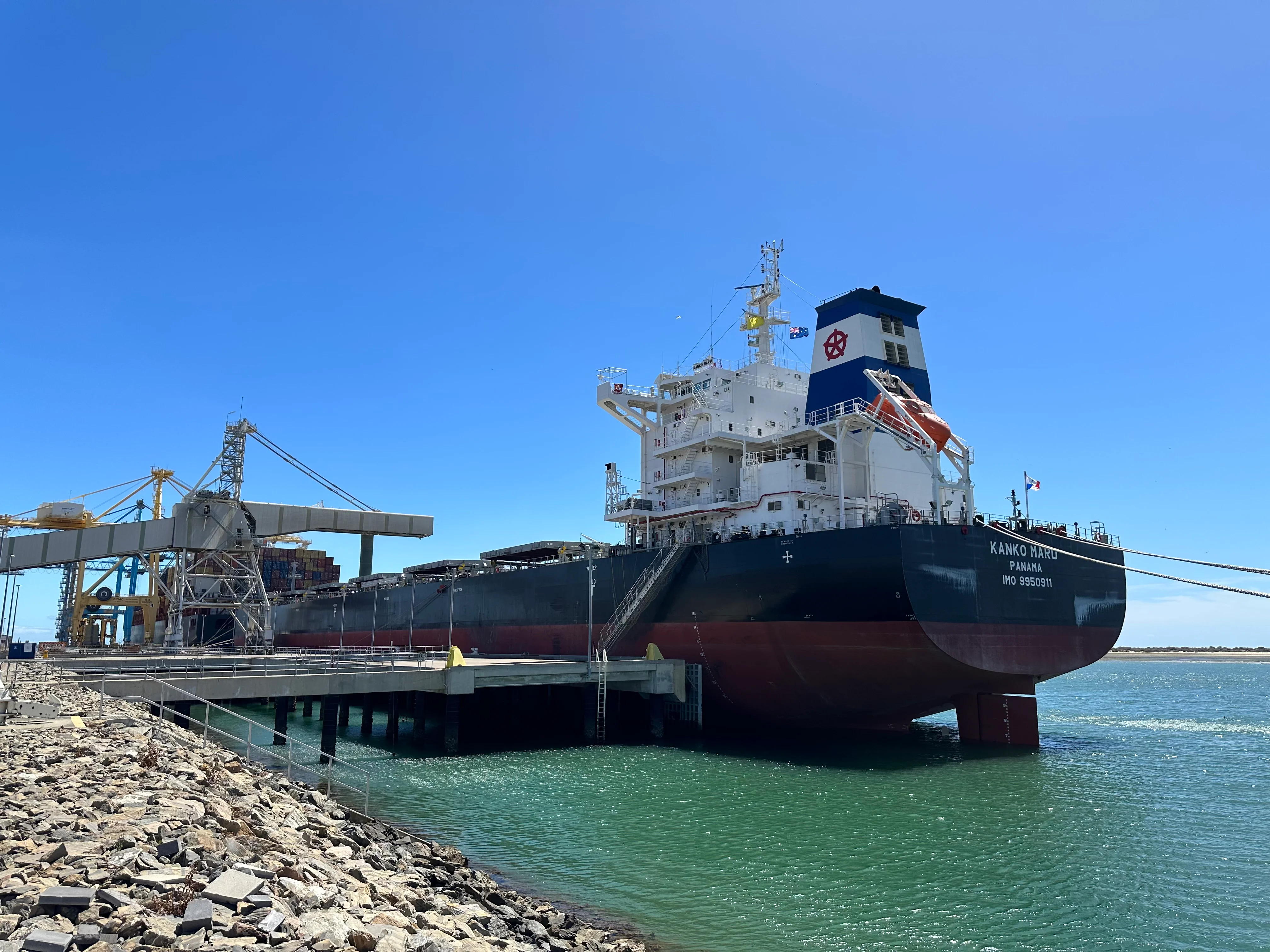 A vessel of SA barley on its way to China from Viterra's Outer Harbor port IMG_9505.jpeg
