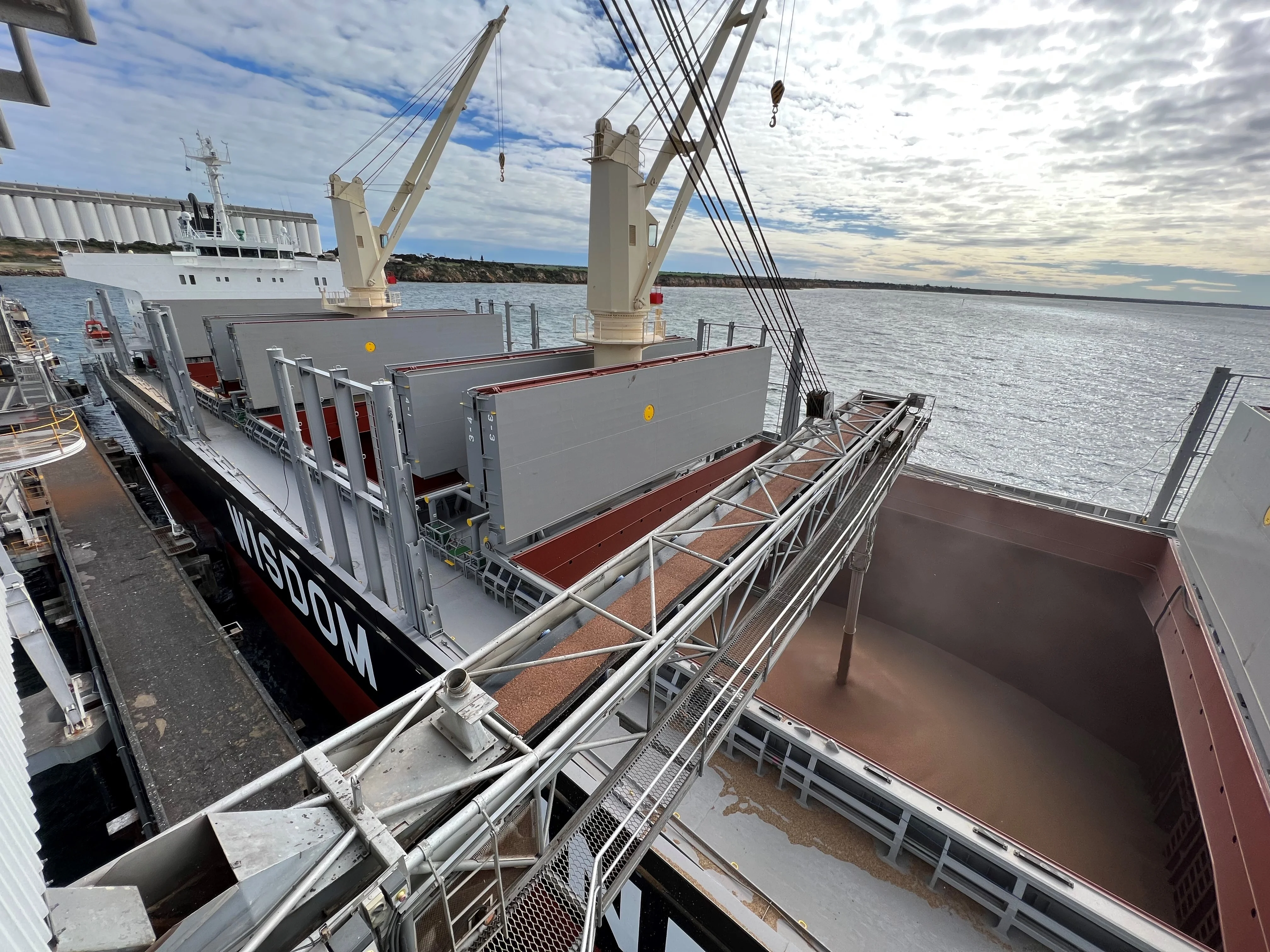 MV Bunun Unicorn loading with lentils bound for India at Viterra’s Port Giles terminal 230711 Port Giles lentils.jpg