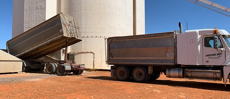 Grower Peter Woolford delivering the first load into Buckleboo. 191015 news 2.jpg