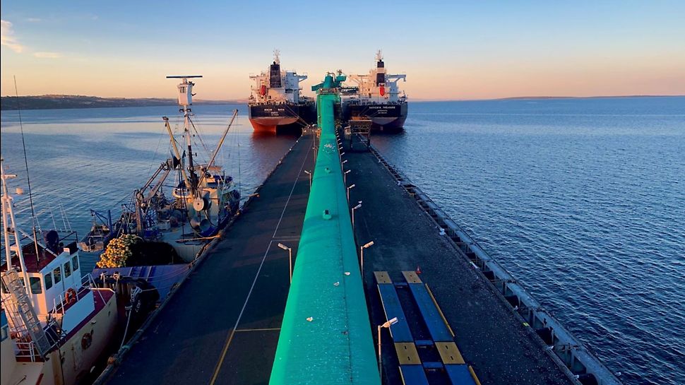 Two vessels loading at Port Lincoln, week commencing 20 December 2021, one with wheat and one with barley